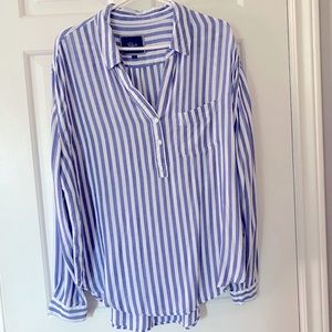 Rails blue & white striped shirt